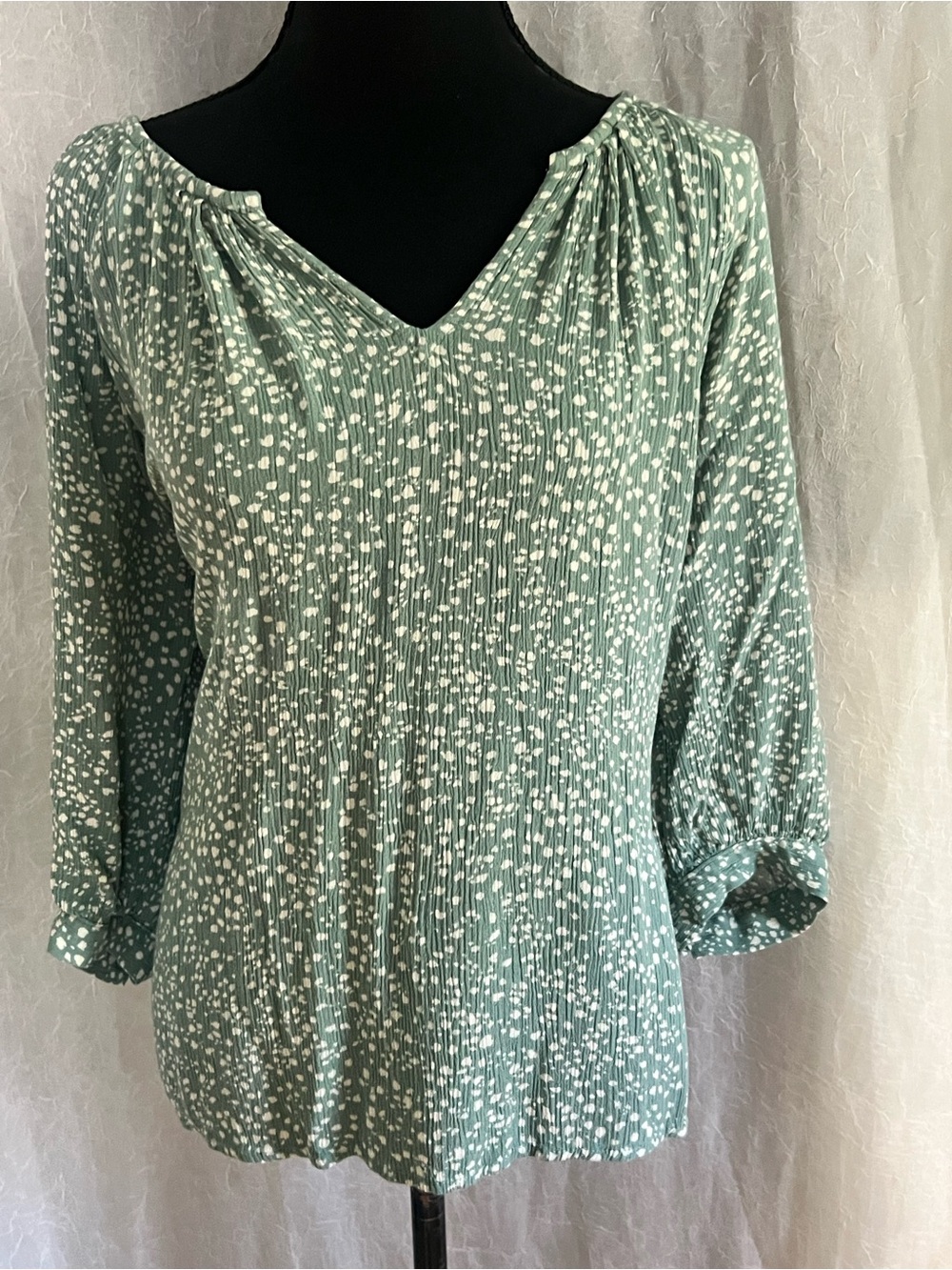 Maurices Sage Green V-Neck Printed Blouse